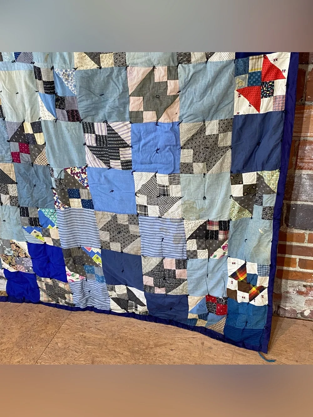 Vintage Patchwork Tie Cutter Quilt 70” x 90”